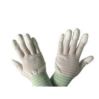 China Palm PVC Dotted Type Anti Static Hand Gloves PU Top Coated Striped Nylon on sale