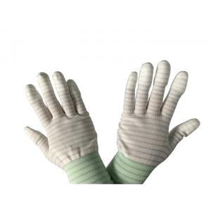 China Palm PVC Dotted Type Anti Static Hand Gloves PU Top Coated Striped Nylon supplier