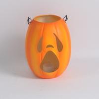 China Halloween Pumpkin Light Shape Electric Lantern Orange White Ghost Face on sale