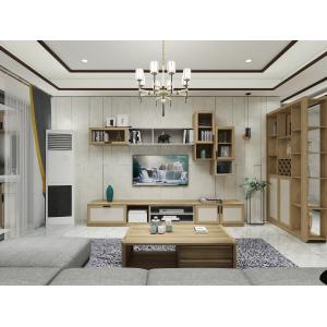 China Modern Living Room Furniture Of MDF Panel TV Wall Unit Cabinets By Floor Stand And Hang Storage Rack Shelves supplier