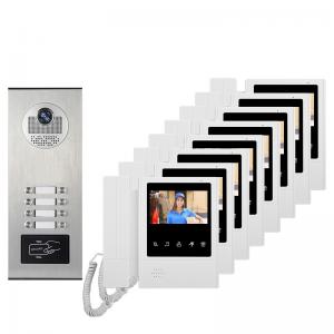 Metal Apartment Video Doorbell Intercom 4 Wire Cable 4.3 Inch Monitor