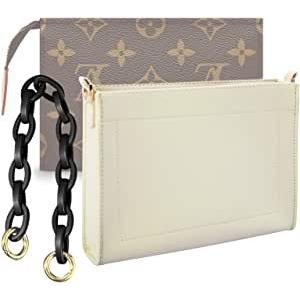 LV Toilet Pouch 26 Ladies Wallet Purse With Black Chain Gold Buckle