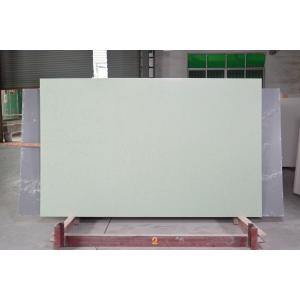 China Polished Artificial Quartz Slab Big Mirror Shape Green Color slabs for kitchen countertops supplier