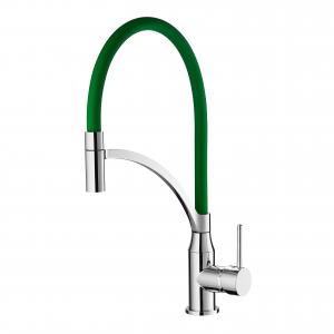 Silicone Hose Chrome Finish Kitchen Mixer Faucet Water Saving Corrosion Resistance