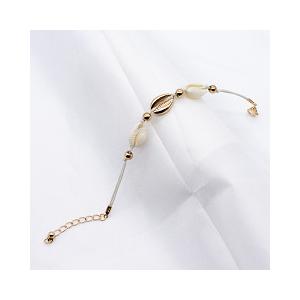 Alloy Shell Crystal Bead Bracelet White Stone Charms Stainless Steel Bangle