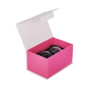 Magnetic Closure Shipping Box For Sunglasses White And Pink Color