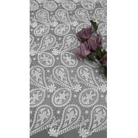 China 100% Poly Off White Cashew High Quality Chemical Embroidered Lace Fabric For Women Clothing on sale