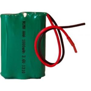 Rechargeable NiMH AAA 3.6V 1000mAh Battery Pack with Green PVC and Leading Wires