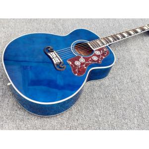 China Top quality Gibson Blue G200 classic acoustic guitar,Golden Hardware,Solid Sprue top,Factory Custom Maple body guitar supplier