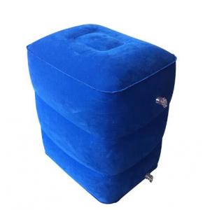 Blue Portable Inflatable Footrest Pillow PVC And Flocking Foot Cushion