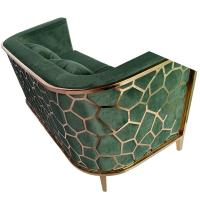 China Modern Gold Stainless Steel Luxury Sofa Set Furniture Living Room Green Velvet Fabric Sofa on sale