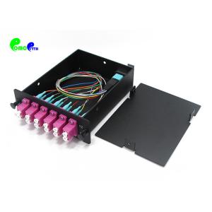 China MPO MTP Cassette Full Loaded 35cm MPO OM4 LC Cassette 12F Max With Black Color wholesale