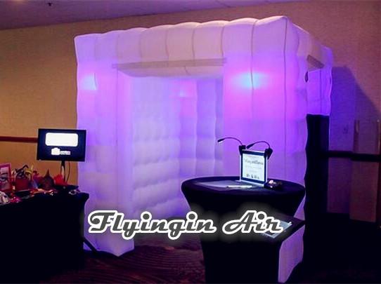 Cheap White Lighting Inflatable Photo Booth with Two Doors for Sale