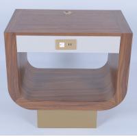 China Luxury Custom Made Walnut Wood Veneer Night Stand With One Drawer And Power Outlet on sale