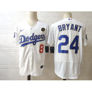 Men's Los Angeles Dodgers Front #8 Back #24 Kobe Bryant White/Gold 2021 Gold Program Player Jersey