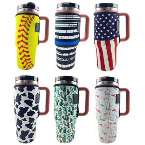 Custom Sublimation Printing 40oz Handle Tumbler Cup Sleeve Neoprene 40oz Stanleys Tumbler Cup Holder Carrier Bag