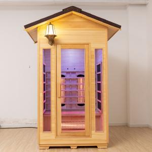 China Solid Wooden 2 Person Outdoor Infrared Dry Sauna With Waterproof Shingles supplier
