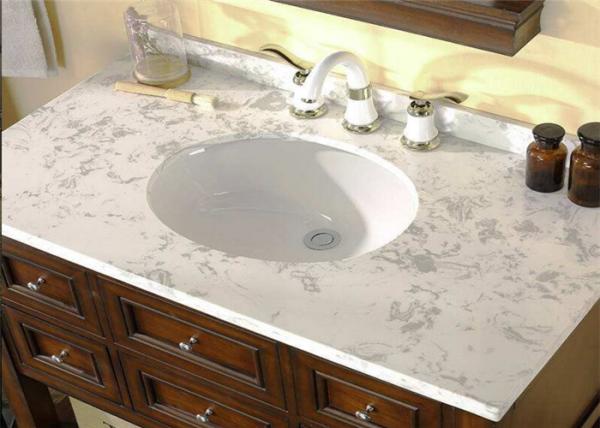 Professional White Custom Marble Vanity Tops Oval Cutout For Hotel Bathroom