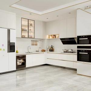 China Quartz Stone Hotel Kitchen Cabinets Durable Metal Frame Scratch Resistant supplier