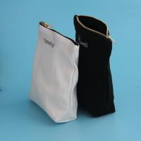 China White / Black Cosmetic Zipper Pouch , 23 X 15cm Canvas Bag With Zipper on sale