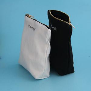 China White / Black Cosmetic Zipper Pouch , 23 X 15cm Canvas Bag With Zipper wholesale