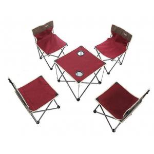 Folding Chair Table Camping Set, Table with 4 Cup Holders, Collapsible Canvas Portable Tables Folding BBQ Outdoor