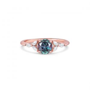 Sterling Silver Vintage Alexandrite Ring Rose Gold Filled Rings For Women Gemstone Statement Minimalist Ring Jewelry