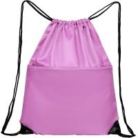 China 210D Nylon Foldable Sports Gym Drawstring Tote Bag pack Sack W Zipper Side Pocket For Men Women Pink on sale