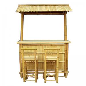 China Varnish Painting Bamboo Tiki Bars With Counter Beverage Table Foldable Beach Bars supplier