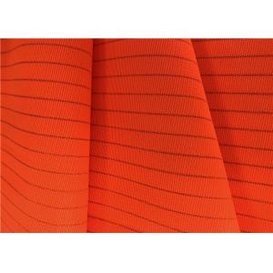 Fluorescent Conductive Fabric Stripe Anti Static Knitted 99% Polyester 1% AS