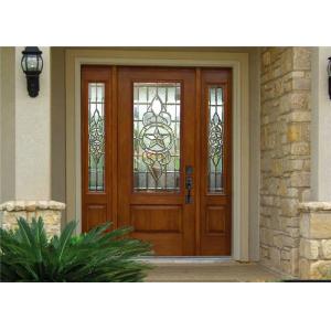 Exterior Solid Wood Door Front Entry Inswing / Outswing Opening With Sidelites Open Door