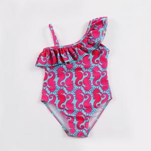 China Kid's sea horse  print  one shoulder off swimwear one piece swimsuit supplier