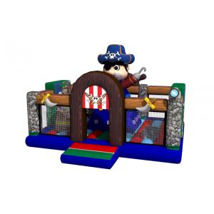 China Pirate Themed Kids Inflatable Bounce House Full Printing With Climbing Wall On Middle supplier