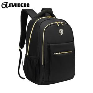 China Waterproof Black Backpack With Gold Zippers , Fashion Double Zipper Backpack wholesale