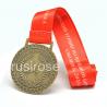 Kazakhstan 3D antique bronze medals customized, with blue ribbon medal