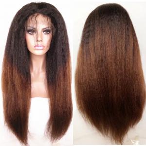 Brazilian virgin hair lace front wigs T1b/30 Ombre color Italian yaki kinky straight wigs with baby hair