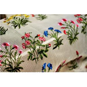 China Floral Multi Colored Embroidered Net Lace Fabric , Antique Bridal Lace Mesh Cloth supplier
