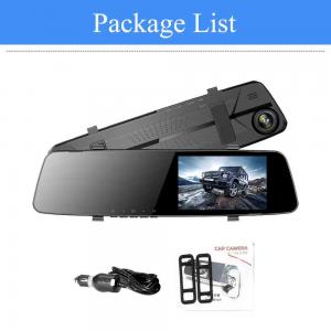 FHD 1080P Mini Parking Monitoring Rearview Mirror Car Recorder Dual Lens Camera 5V