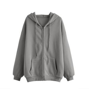                  Over Sized Casual Bulk Hoodies for Women Drawstring Clothes Custom Logo Women&prime;s Zip up Hoodies             