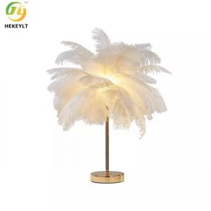 China H50cm Usb Bedside Table Lamp Dimmable Decorative G4 Gold Iron Feather supplier