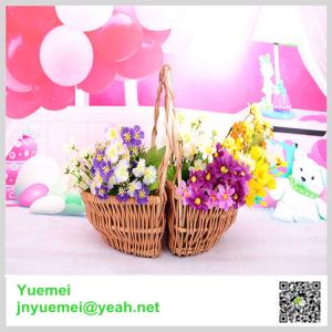 Wicker flower basket manufacturer factory with handle customised size