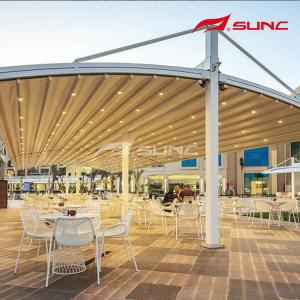 China Aluminium Frame PVC Sail Retractable Roof Pergola Remote Control supplier