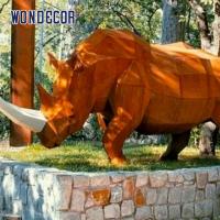 China Large Park Forged Metal Sculpture Geometric Animal Rhinoceros on sale