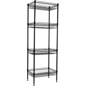 4 Tier Metal Wire Storage Shelving Rack With Baskets Kitchen Adjustable Corner Shelf Organizer