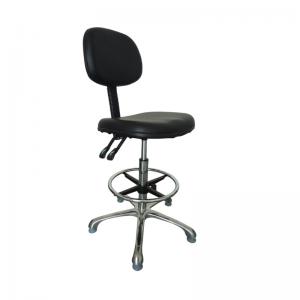 PU Antistatic ESD Safe Chairs Color Black And Blue Backrest Tilt Armrest Optional