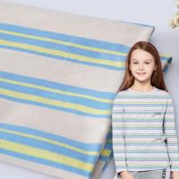 China Tight Weave Striped Stretch Fabric , Sportswear Pure Cotton Blue Stripe Fabric on sale