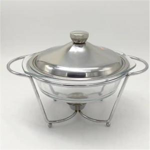 Transparent Alcohol Furnace Round Chafing Dish With Glass Lid