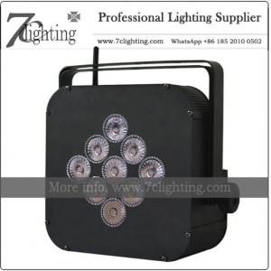 China Battery Powered Wireless DMX 9LEDs RGBWA+UV PAR LED Uplighting for Event, Stage, DJ supplier