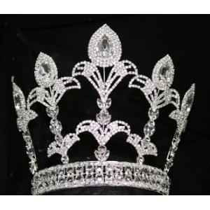 8 inch tall classic pageant rhinestone crowns for pageants of US silver plating manufacturer of china pai crown