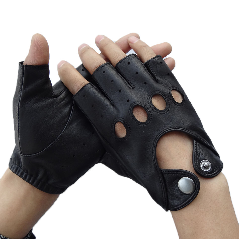 Soft Mens Leather Fingerless Gloves , Mens Leather Winter Gloves ...